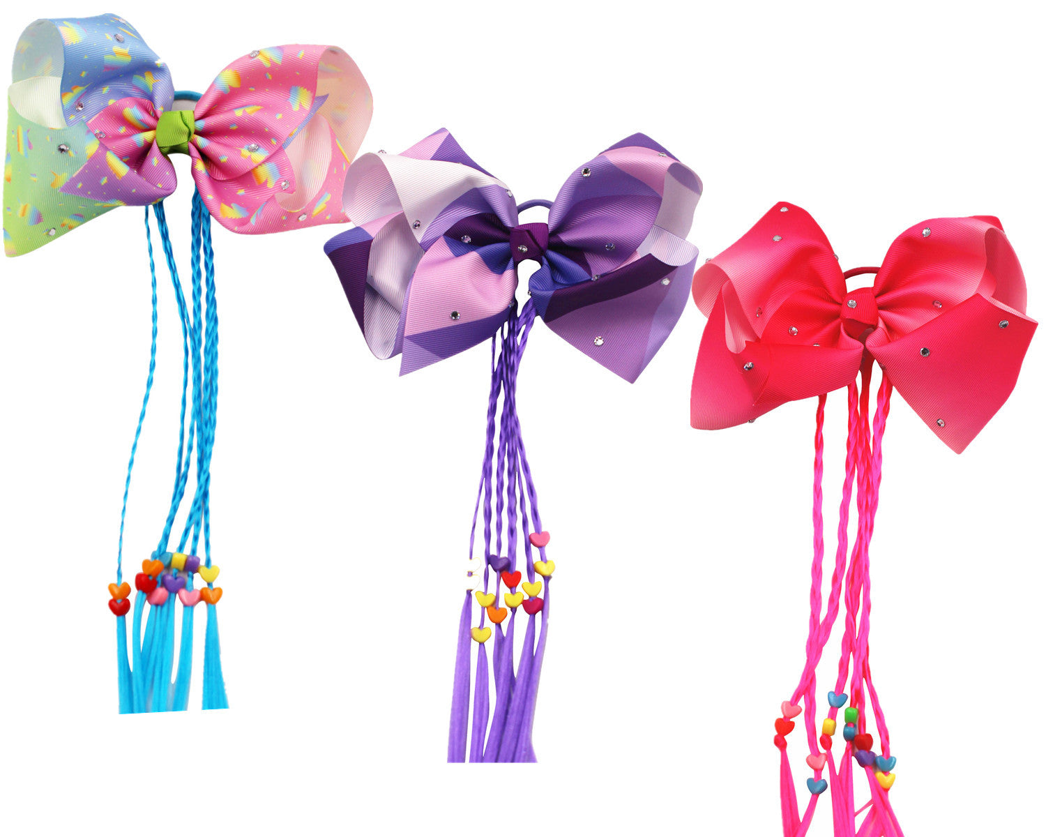 Venta al por mayor Rainbow Colors Twist Braid Bow Hair Ties